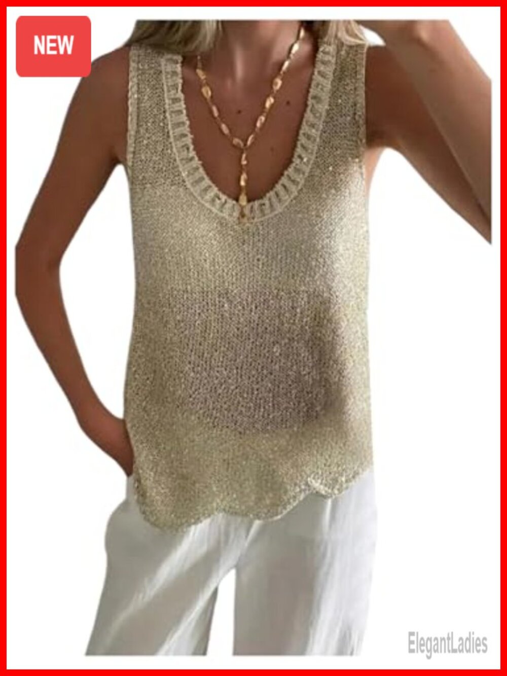 Sparkly Crochet Tank Top Sweater Vest